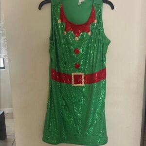 Green Sequin Elf Costume Dress